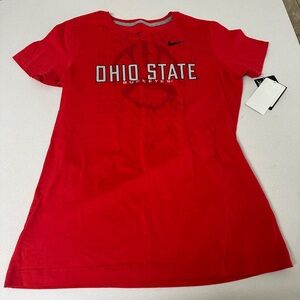 Nike Red Crewneck Graphic T-Shirt with Black Swoosh